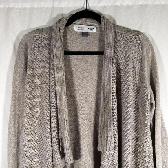 Old Navy Cardigan Womens Maternity Small Tan Open Front Long Sleeve - Picture 2 of 10
